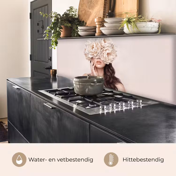 Keuken achterwand - Gezicht - Pioenrozen - Crème — 5