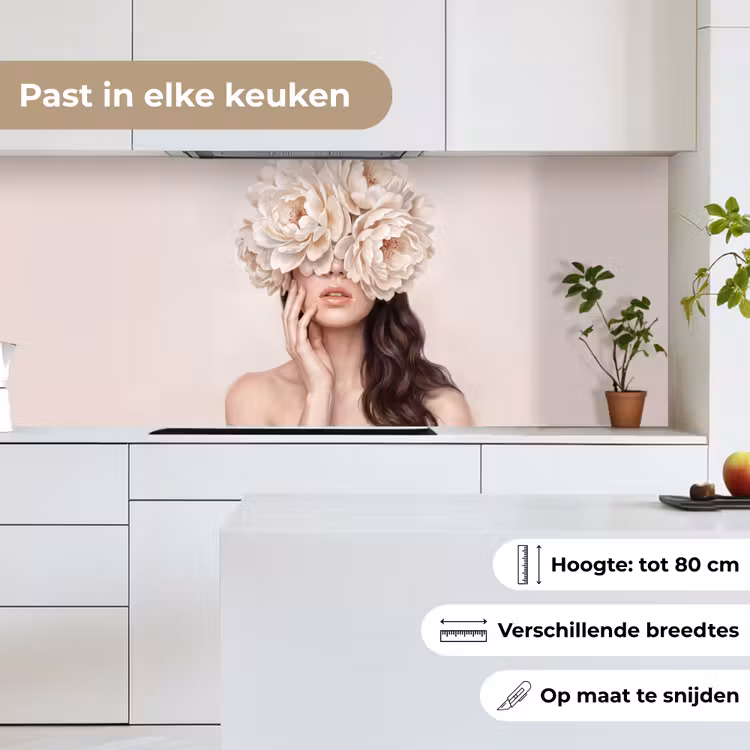 Keuken achterwand - Gezicht - Pioenrozen - Crème — 7