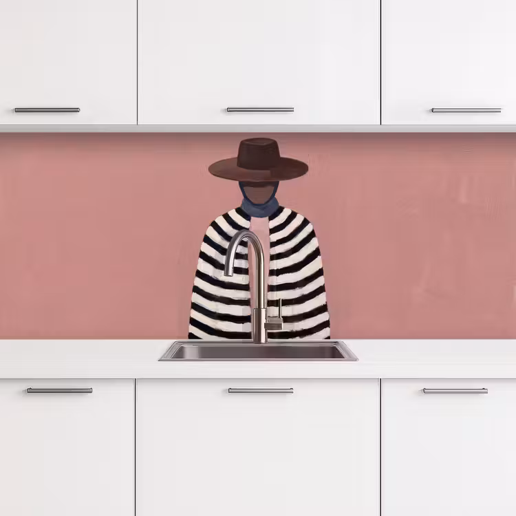 Keuken achterwand - Grafisch - Vrouw - Roze — 4