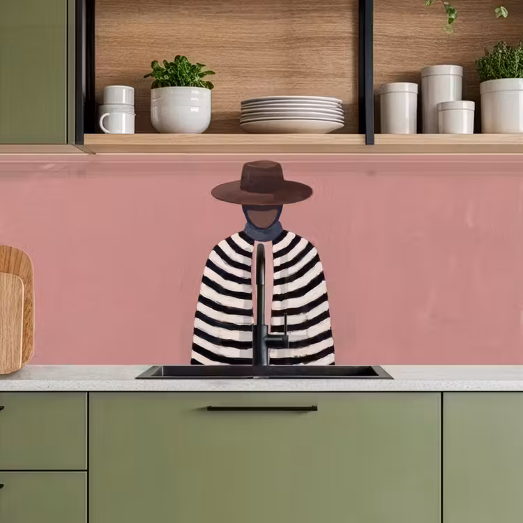 Keuken achterwand - Grafisch - Vrouw - Roze — 8
