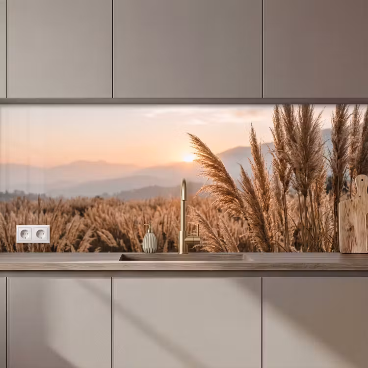 Keuken achterwand - Gras - Veld - Zon - Natuur — 1
