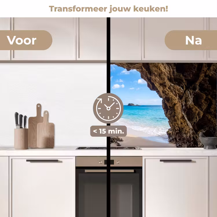 Keuken achterwand - Grot - Strand - Zee - Blauw — 3
