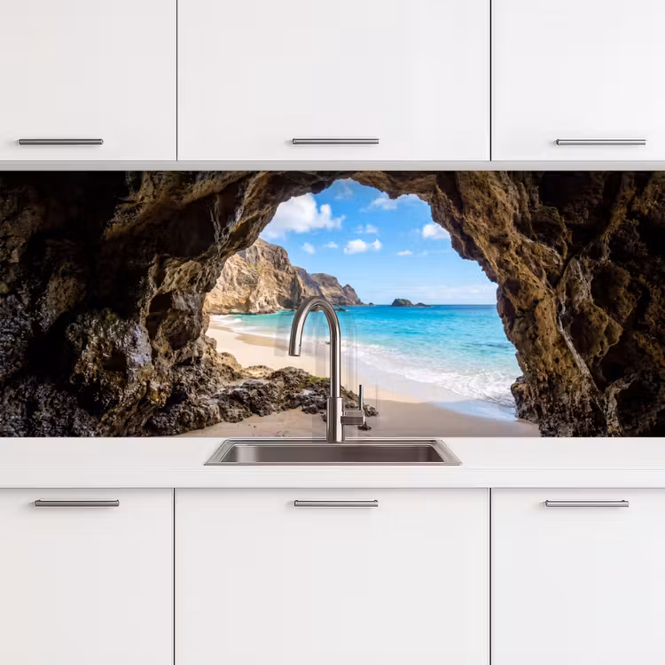 Keuken achterwand - Grot - Strand - Zee - Blauw — 4
