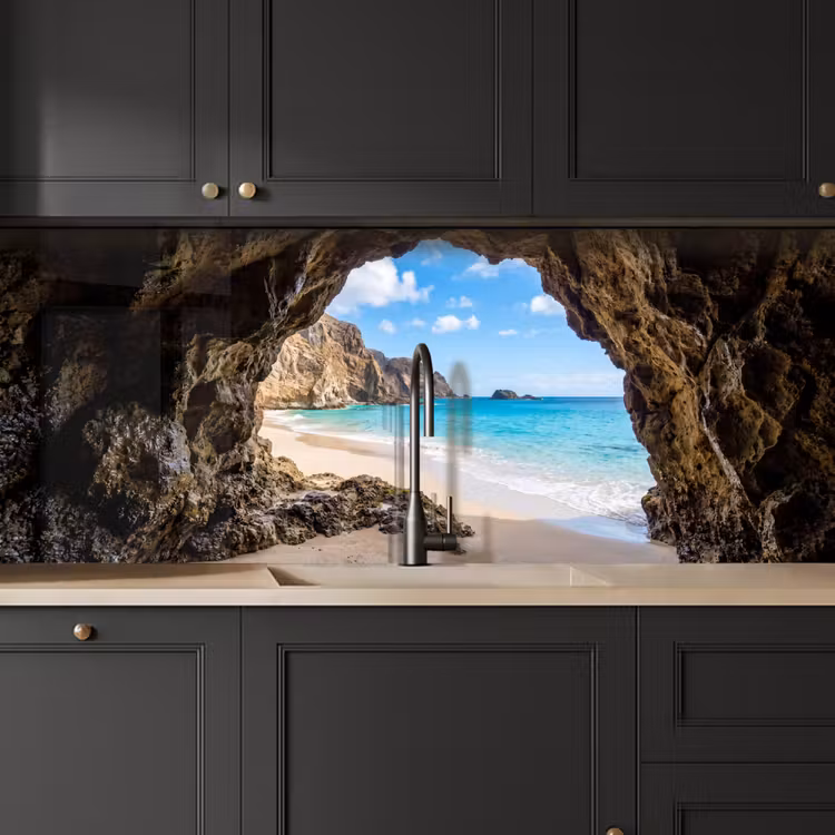 Keuken achterwand - Grot - Strand - Zee - Blauw — 6