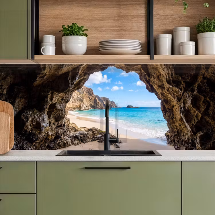 Keuken achterwand - Grot - Strand - Zee - Blauw — 8