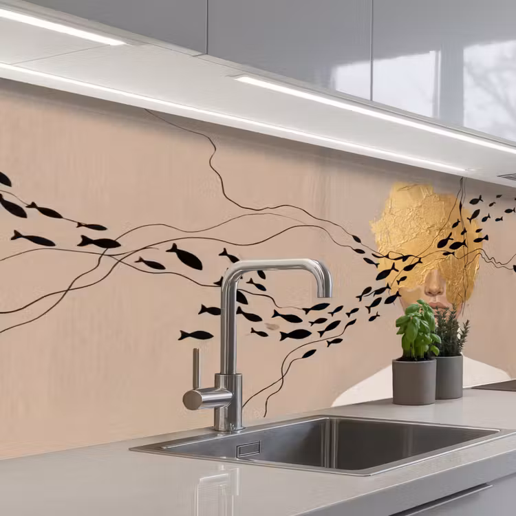 Keuken achterwand - Modern - Vrouw - Goud — 2