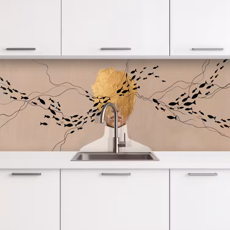 Keuken achterwand - Modern - Vrouw - Goud — 4