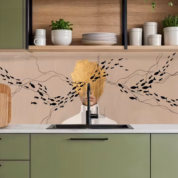 Keuken achterwand - Modern - Vrouw - Goud — 8
