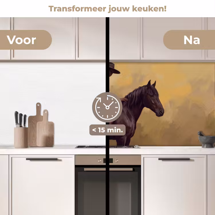 Keuken achterwand - Paard - Klassiek - Oker — 3