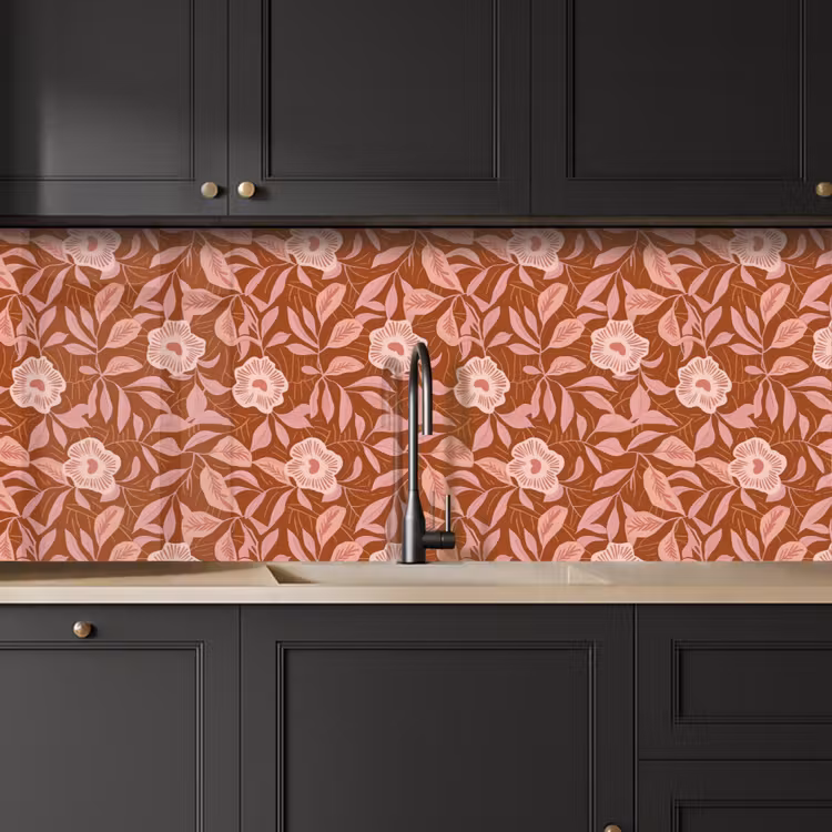 Keuken achterwand - Patroon - Bladeren - Terracotta — 6