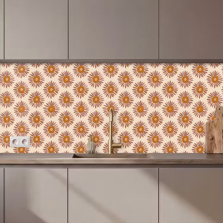 Keuken achterwand - Patroon - Retro - Bruin — 1