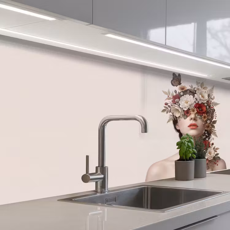 Keuken achterwand - Portret - Bloemen - Cremé — 2