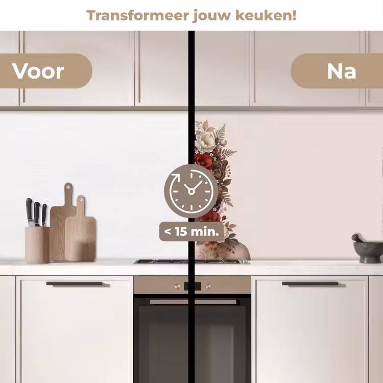 Keuken achterwand - Portret - Bloemen - Cremé — 3