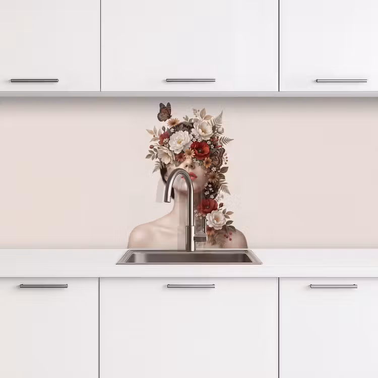 Keuken achterwand - Portret - Bloemen - Cremé — 4