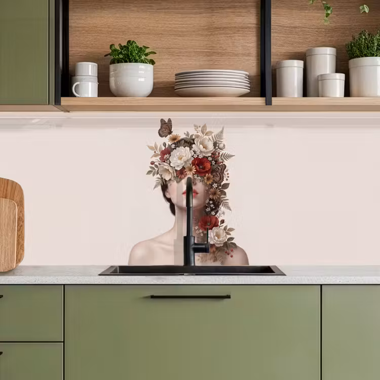 Keuken achterwand - Portret - Bloemen - Cremé — 8