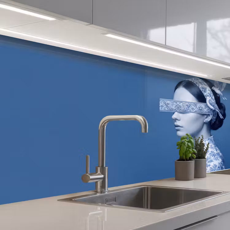 Keuken achterwand - Portret - Klassiek - Wit - Blauw — 2