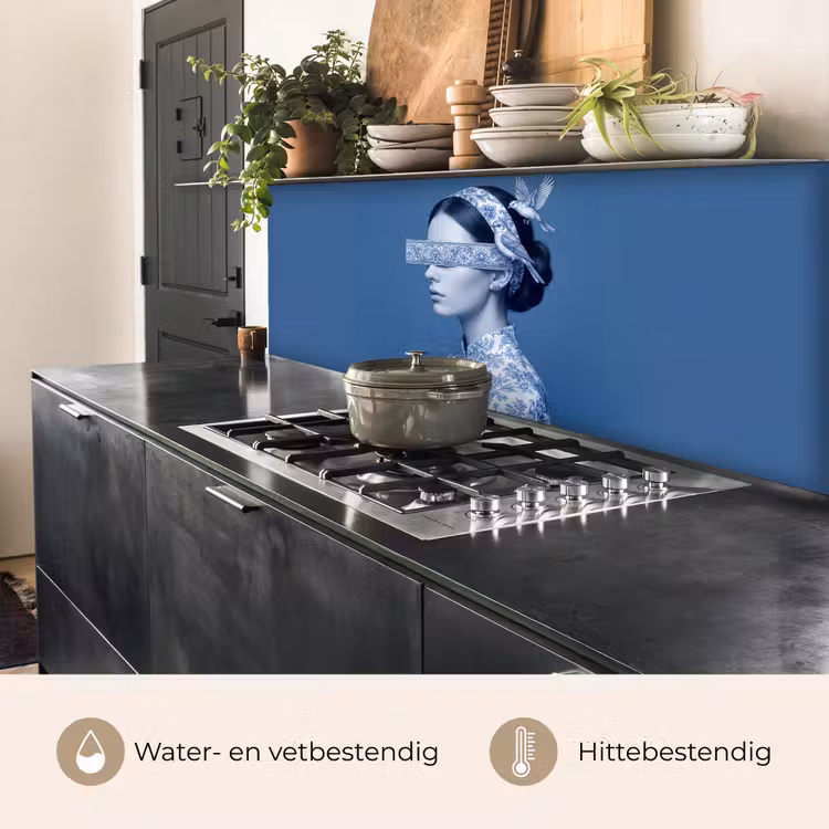 Keuken achterwand - Portret - Klassiek - Wit - Blauw — 5