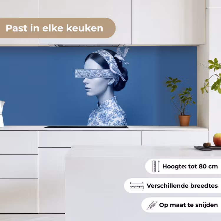 Keuken achterwand - Portret - Klassiek - Wit - Blauw — 7