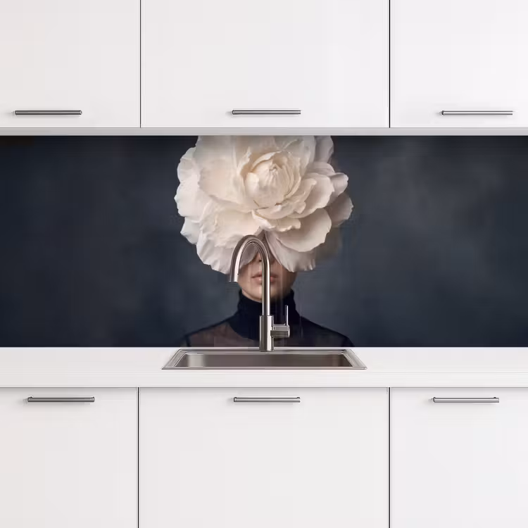 Keuken achterwand - Portret - Mysterieus - Wit — 4