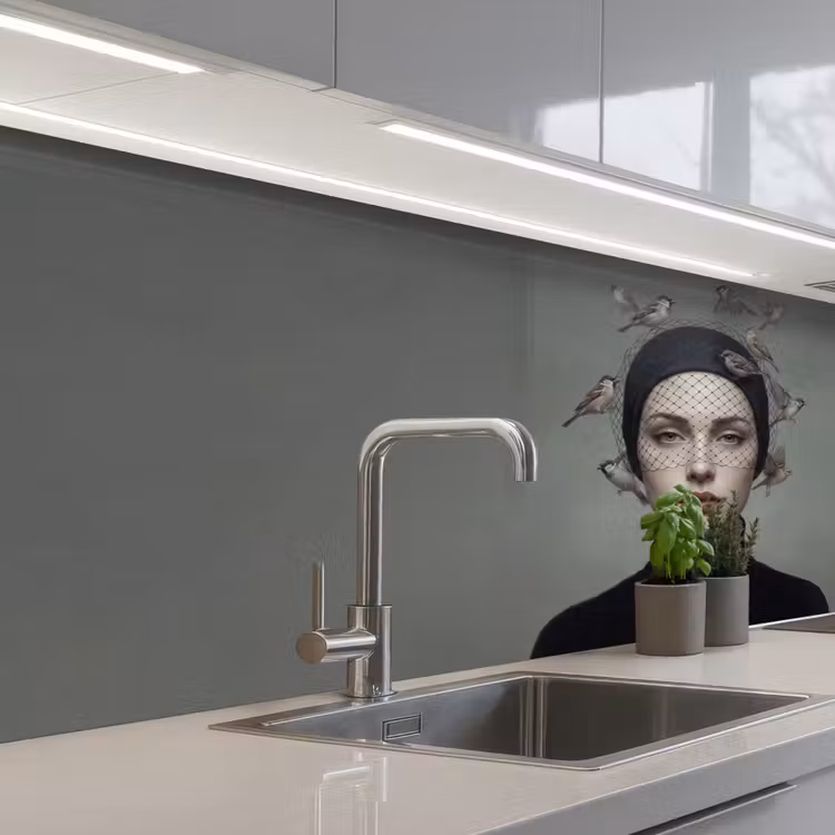 Keuken achterwand - Portret - Vogels - Zwart — 2
