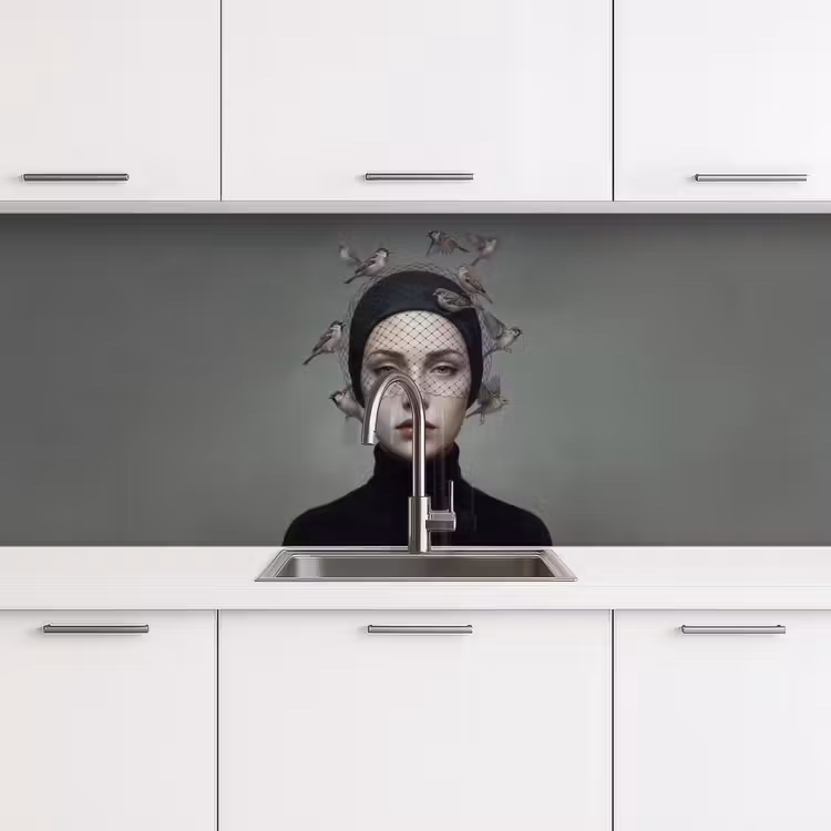 Keuken achterwand - Portret - Vogels - Zwart — 4