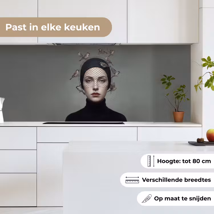 Keuken achterwand - Portret - Vogels - Zwart — 7