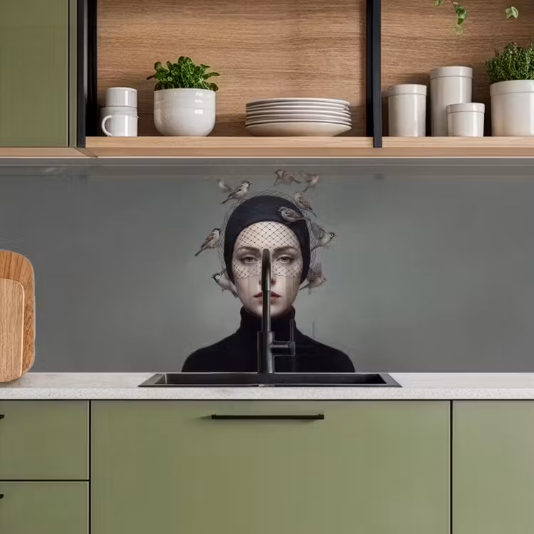 Keuken achterwand - Portret - Vogels - Zwart — 8