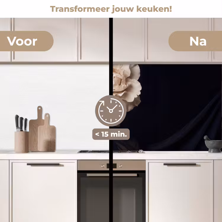 Keuken achterwand - Roos - Tijdloos - Zwart — 3