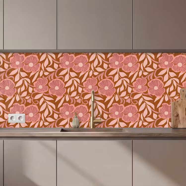 Keuken achterwand - Sfeer - Bloemen - Roze — 1
