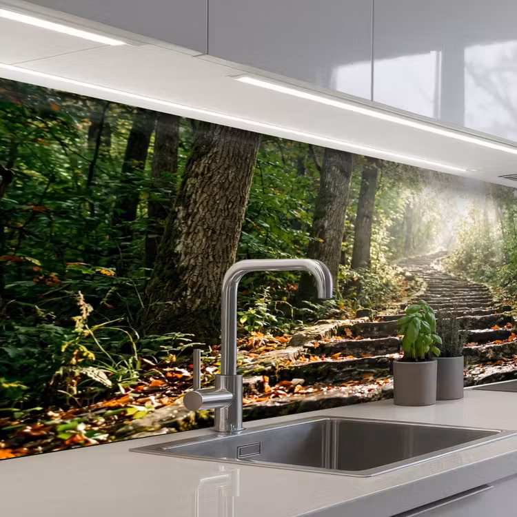 Keuken achterwand - Stenen - Trap - Bos - Natuur — 2