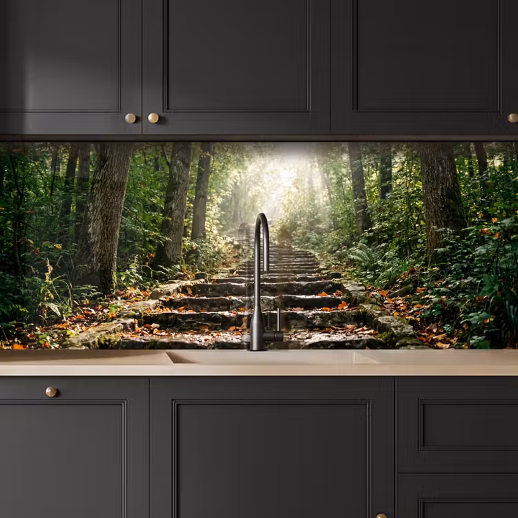 Keuken achterwand - Stenen - Trap - Bos - Natuur — 6