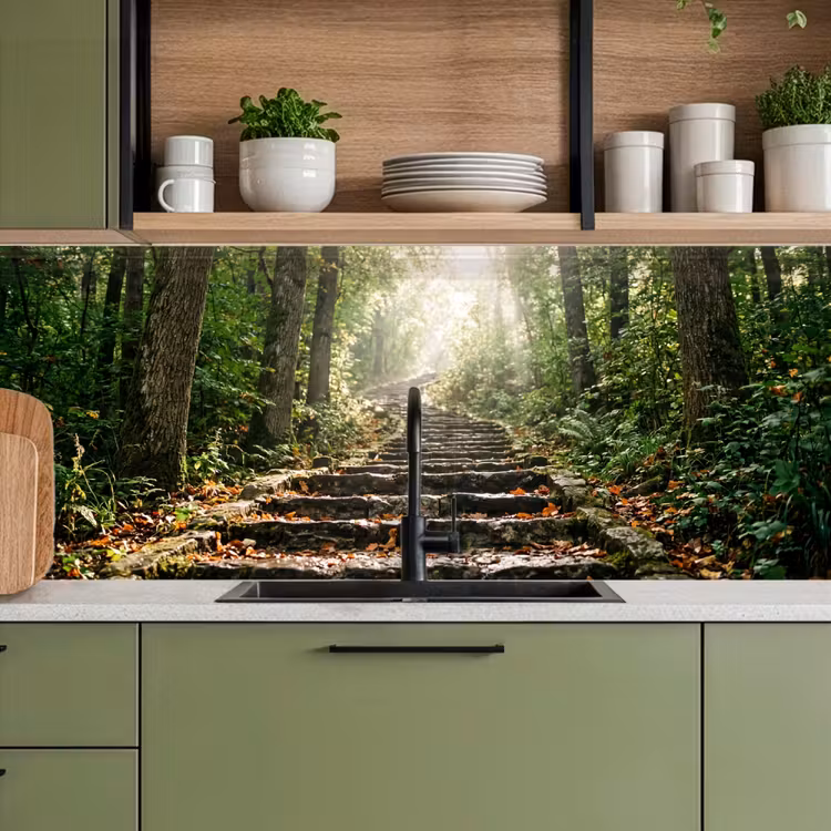 Keuken achterwand - Stenen - Trap - Bos - Natuur — 8