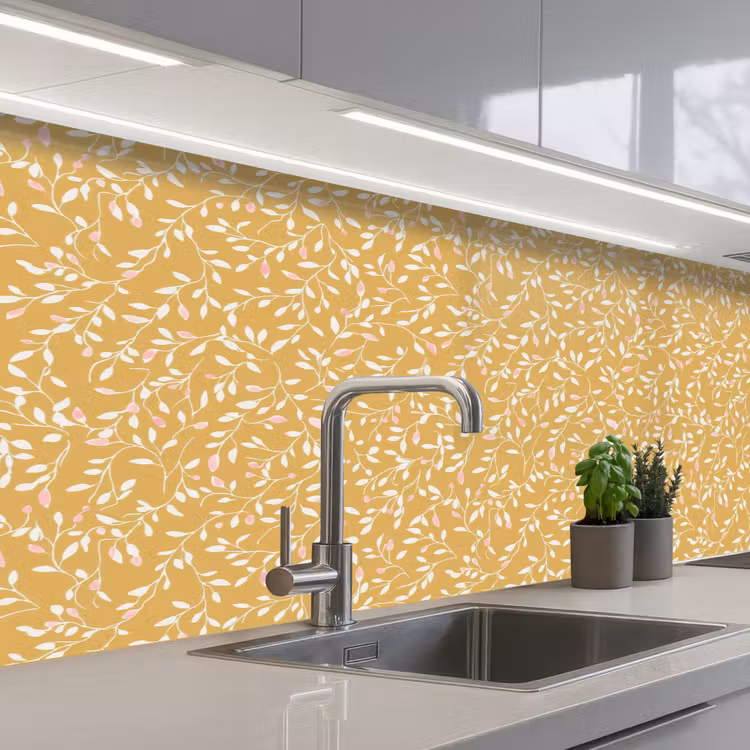 Keuken achterwand - Takjes - Patroon - Oker — 2