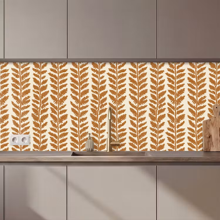 Keuken achterwand - Textuur - Bladeren - Oker — 1