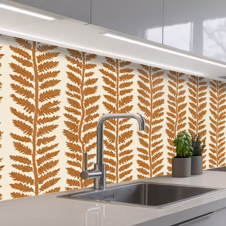 Keuken achterwand - Textuur - Bladeren - Oker — 2