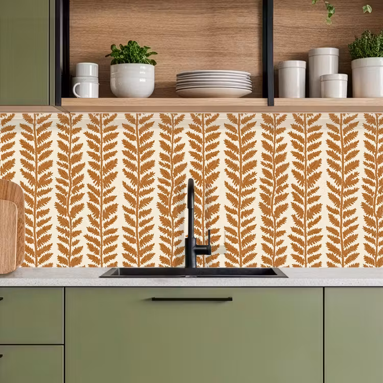 Keuken achterwand - Textuur - Bladeren - Oker — 8