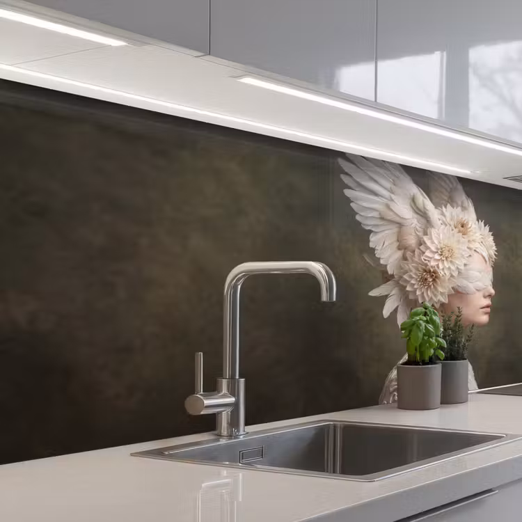 Keuken achterwand - Vleugels - Vrouw - Wit — 2