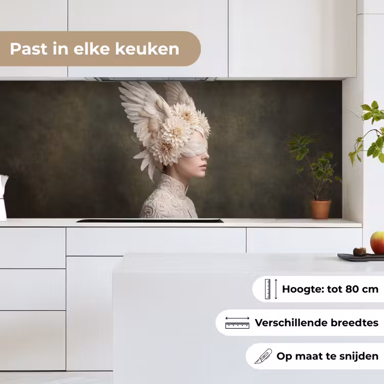 Keuken achterwand - Vleugels - Vrouw - Wit — 7