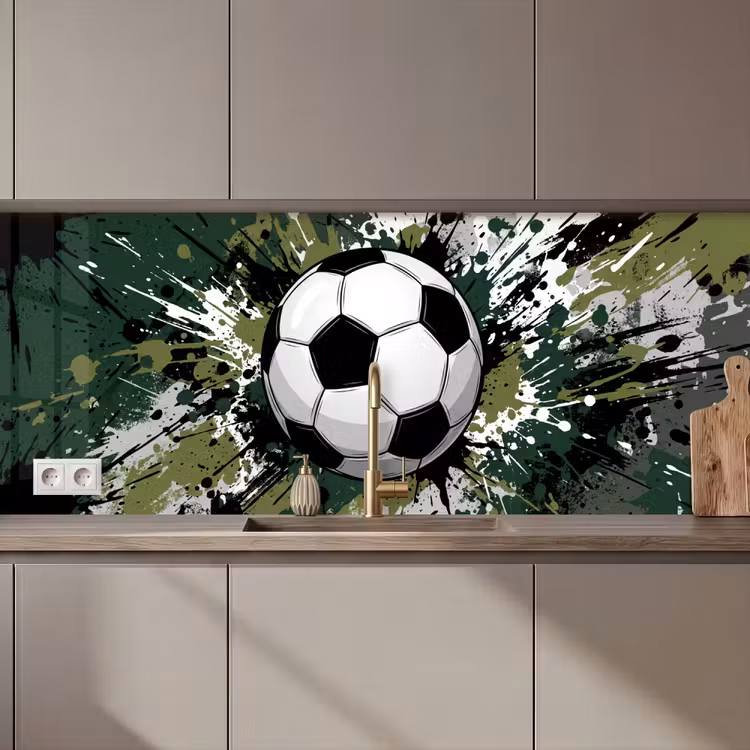 Keuken achterwand - Voetbal - Verf - Spetters - Groen — 1