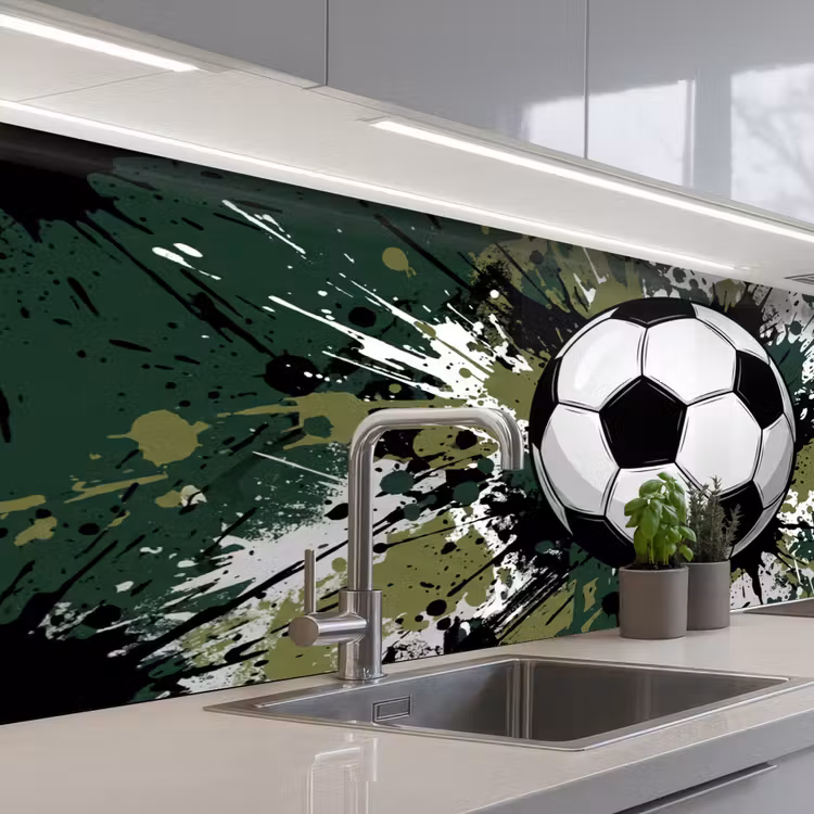 Keuken achterwand - Voetbal - Verf - Spetters - Groen — 2