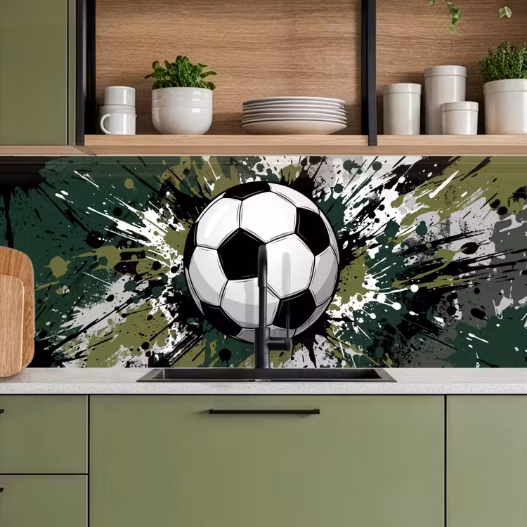 Keuken achterwand - Voetbal - Verf - Spetters - Groen — 8