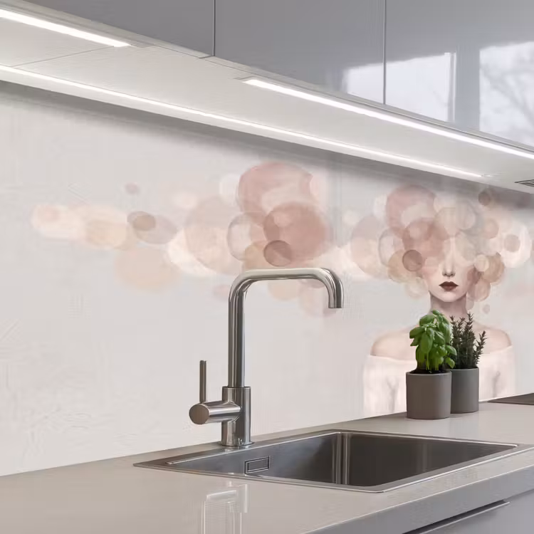 Keuken achterwand - Vrouw - Cirkels - Beige — 2