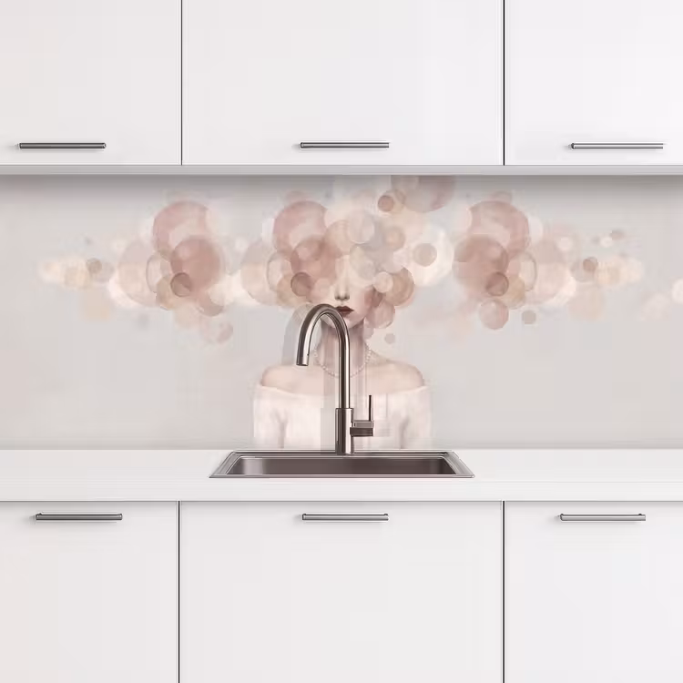 Keuken achterwand - Vrouw - Cirkels - Beige — 4