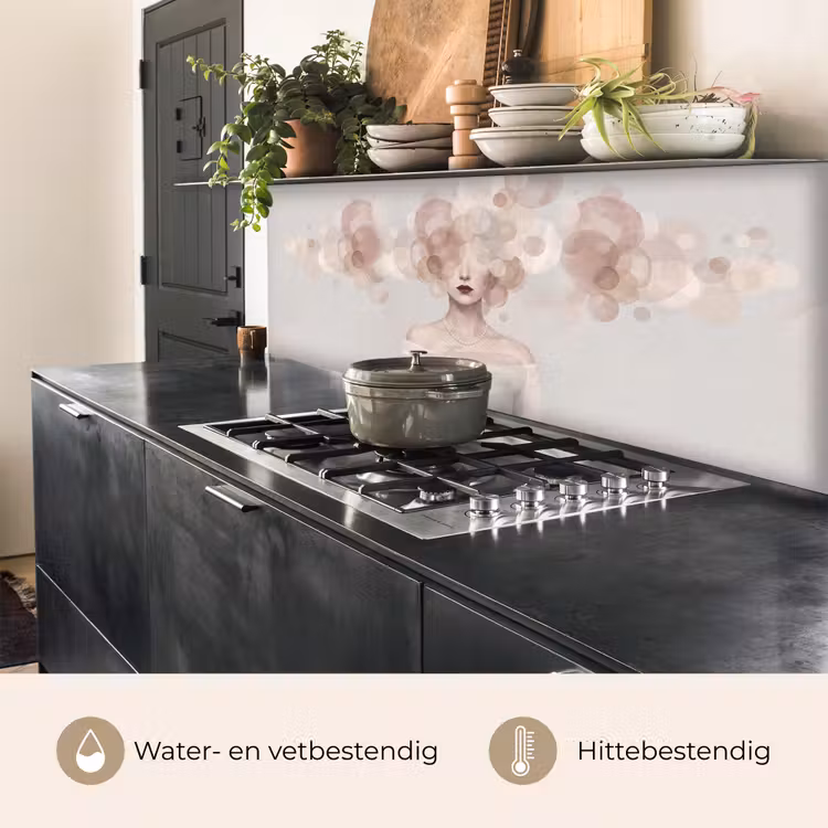 Keuken achterwand - Vrouw - Cirkels - Beige — 5