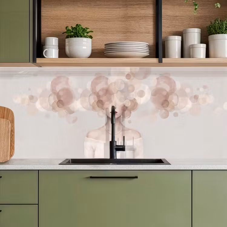 Keuken achterwand - Vrouw - Cirkels - Beige — 8