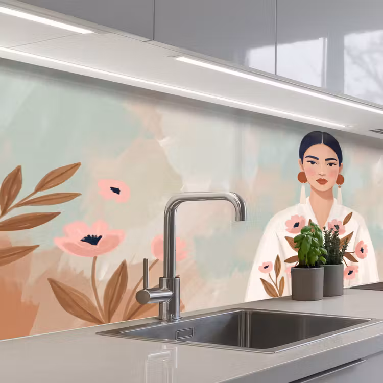 Keuken achterwand - Vrouw - Kimono - Pastel — 2