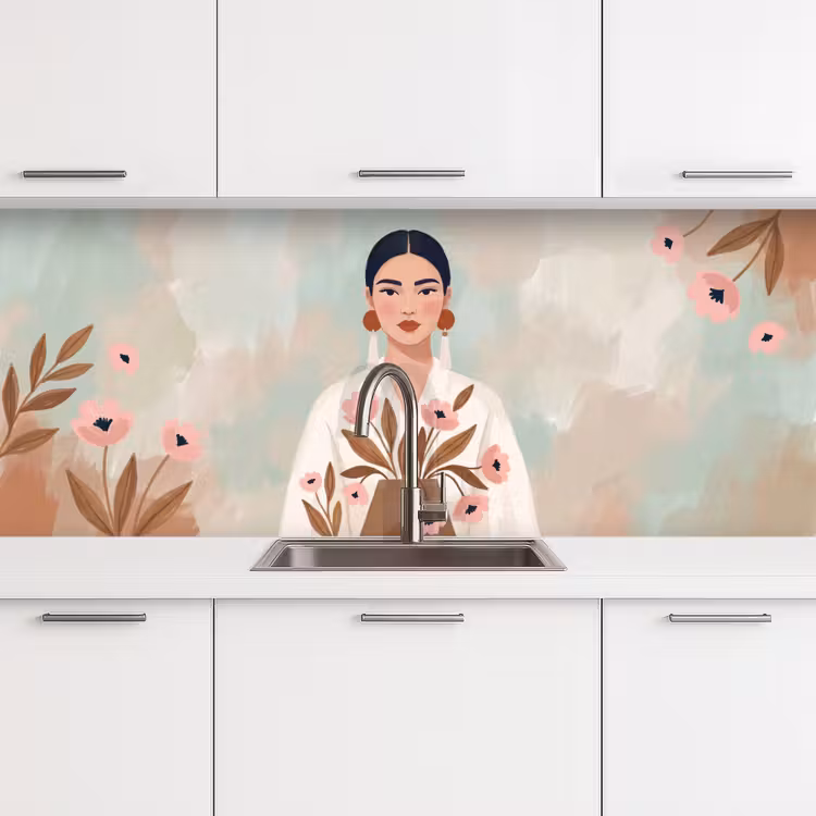 Keuken achterwand - Vrouw - Kimono - Pastel — 4