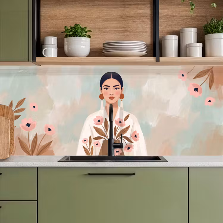 Keuken achterwand - Vrouw - Kimono - Pastel — 8