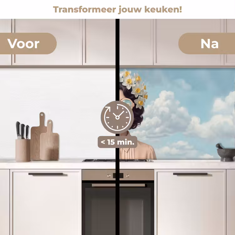Keuken achterwand - Vrouw - Narcissen - Geel — 3