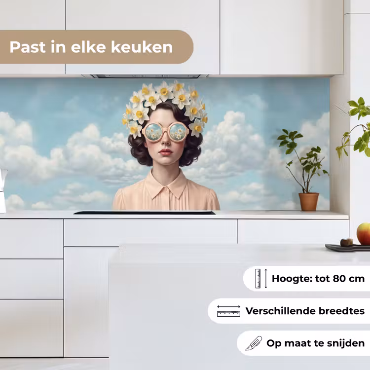 Keuken achterwand - Vrouw - Narcissen - Geel — 7